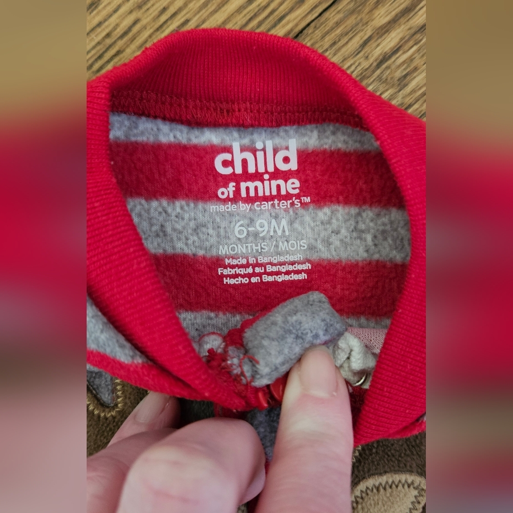 Carter's Child of Mine Reindeer Velour footed Sleeper Size 6-9 Months - Picture 4 of 7